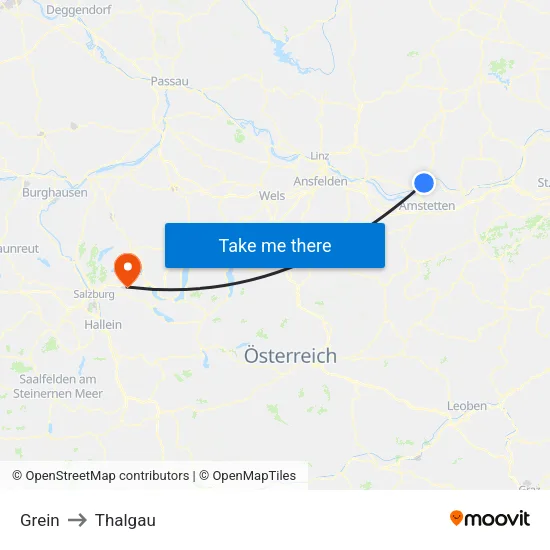 Grein to Thalgau map