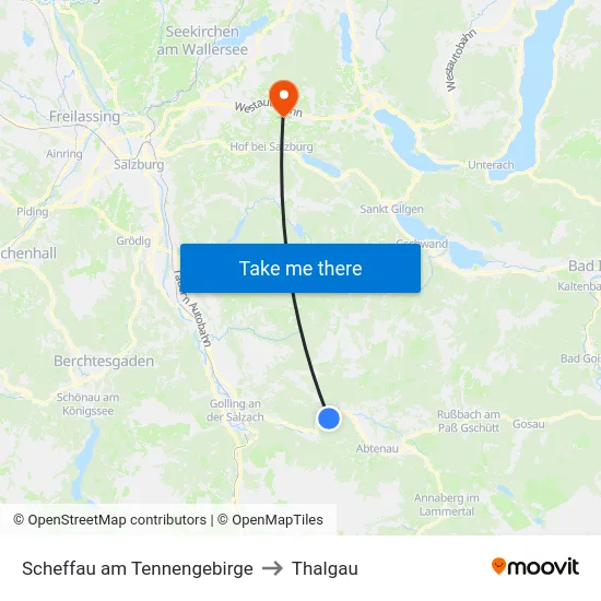 Scheffau am Tennengebirge to Thalgau map