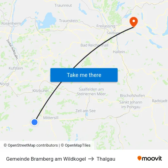 Gemeinde Bramberg am Wildkogel to Thalgau map