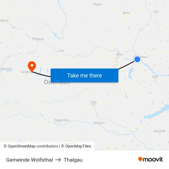 Gemeinde Wolfsthal to Thalgau map