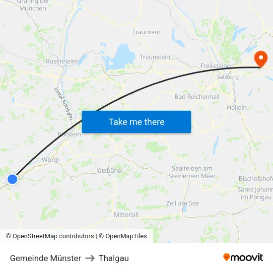 Gemeinde Münster to Thalgau map