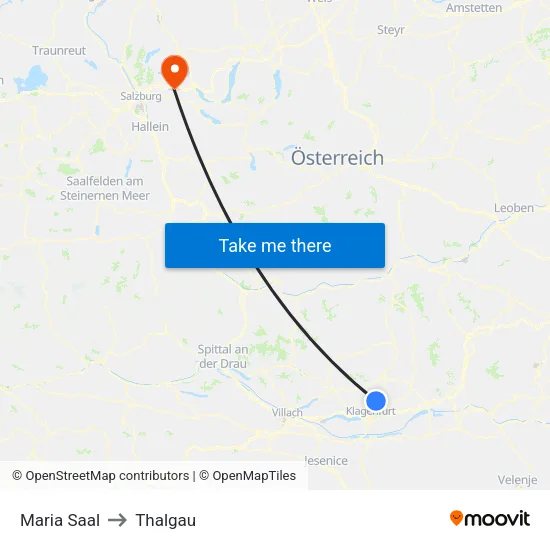 Maria Saal to Thalgau map