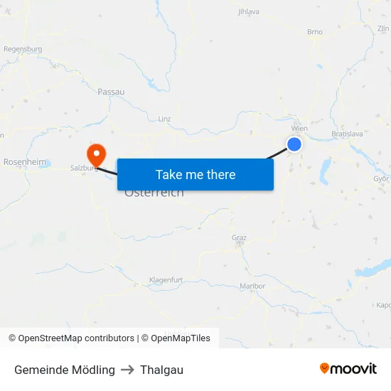 Gemeinde Mödling to Thalgau map