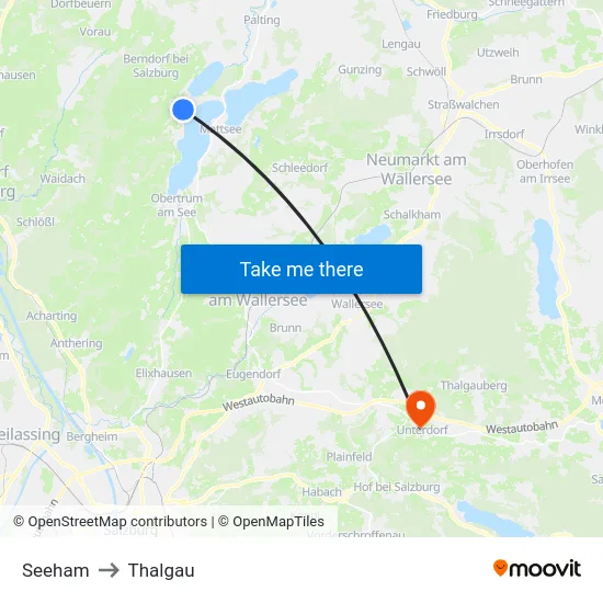 Seeham to Thalgau map