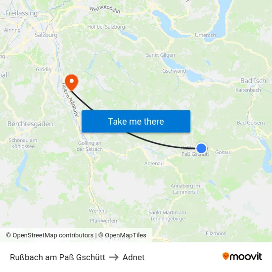 Rußbach am Paß Gschütt to Adnet map