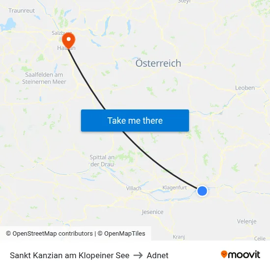 Sankt Kanzian am Klopeiner See to Adnet map