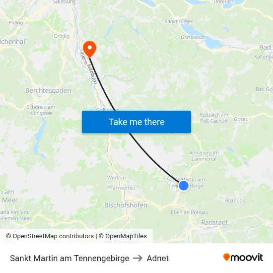 Sankt Martin am Tennengebirge to Adnet map