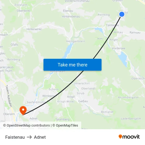 Faistenau to Adnet map