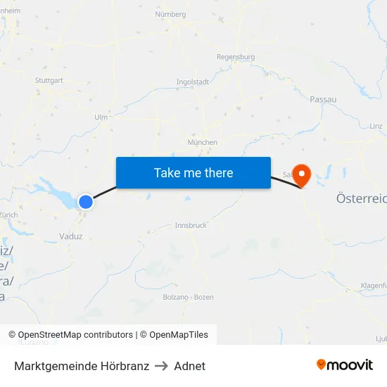 Marktgemeinde Hörbranz to Adnet map