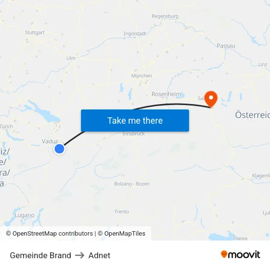 Gemeinde Brand to Adnet map