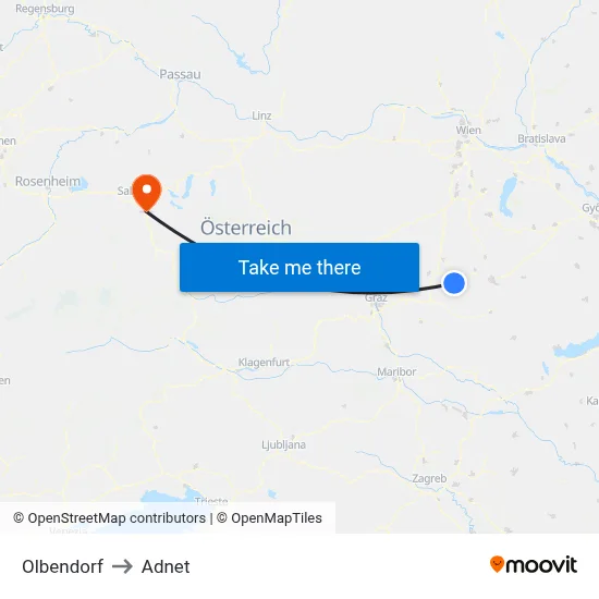 Olbendorf to Adnet map