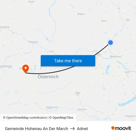 Gemeinde Hohenau An Der March to Adnet map