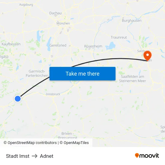 Stadt Imst to Adnet map