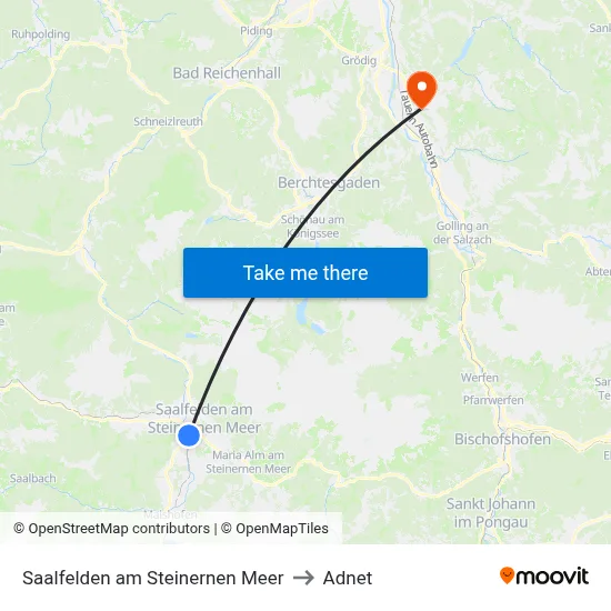 Saalfelden am Steinernen Meer to Adnet map