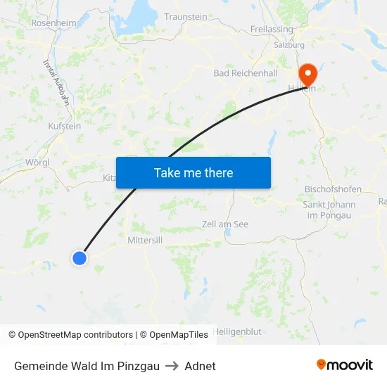 Gemeinde Wald Im Pinzgau to Adnet map