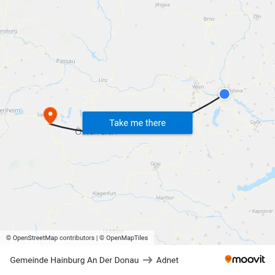 Gemeinde Hainburg An Der Donau to Adnet map