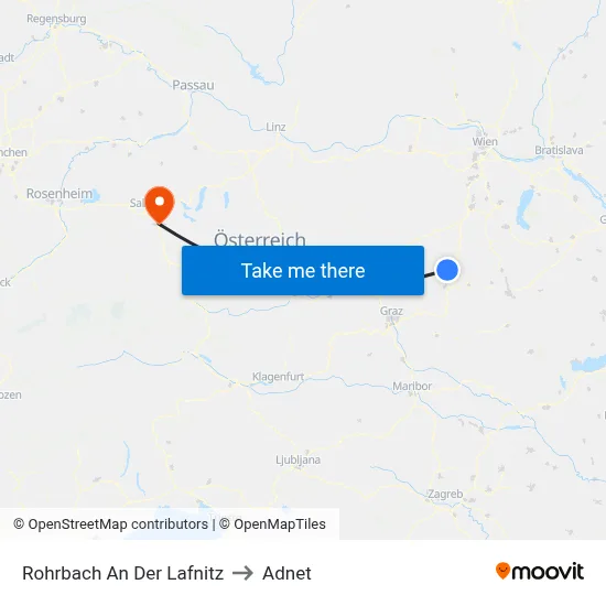 Rohrbach An Der Lafnitz to Adnet map