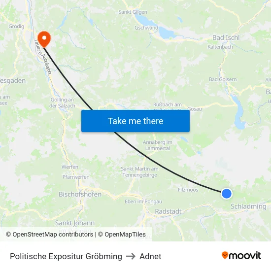 Politische Expositur Gröbming to Adnet map