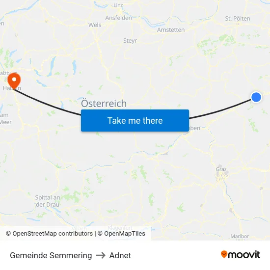 Gemeinde Semmering to Adnet map