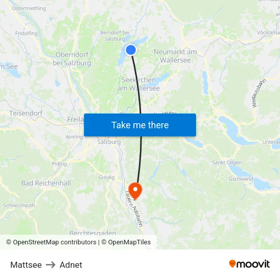 Mattsee to Adnet map