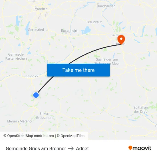 Gemeinde Gries am Brenner to Adnet map