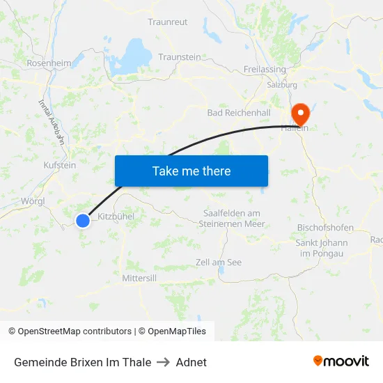 Gemeinde Brixen Im Thale to Adnet map