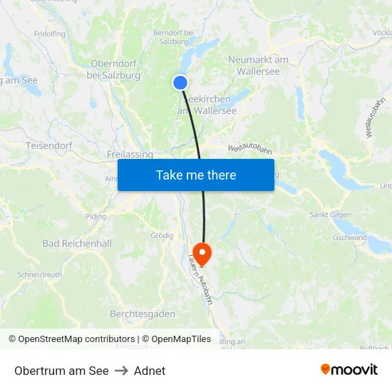 Obertrum am See to Adnet map