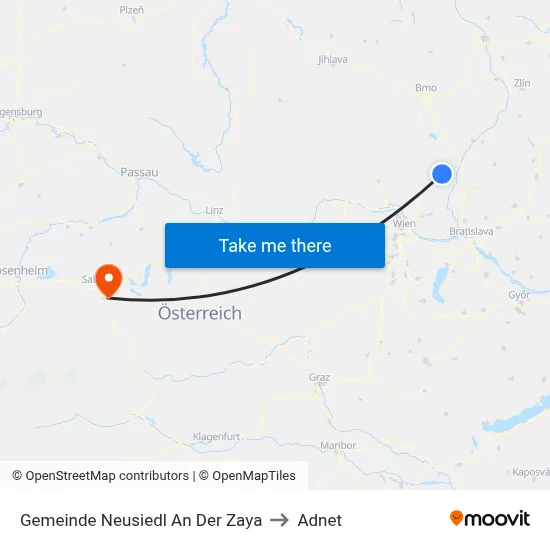 Gemeinde Neusiedl An Der Zaya to Adnet map