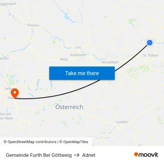 Gemeinde Furth Bei Göttweig to Adnet map