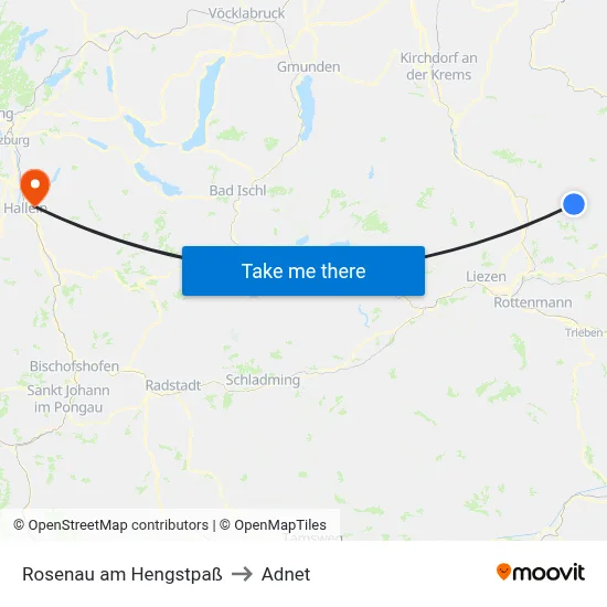 Rosenau am Hengstpaß to Adnet map