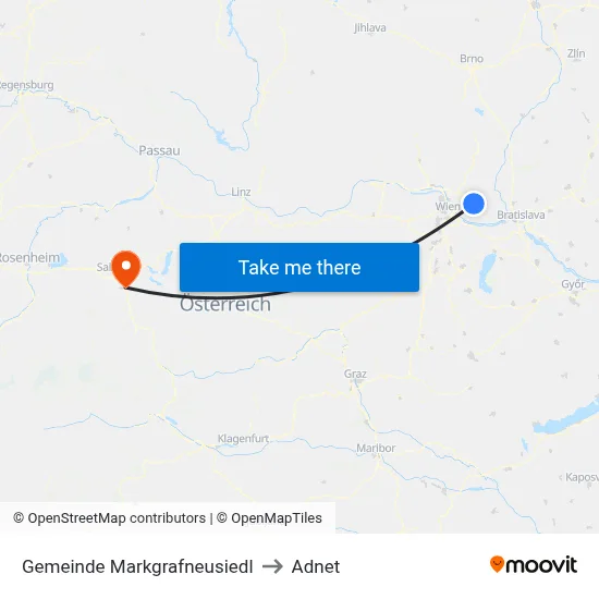 Gemeinde Markgrafneusiedl to Adnet map