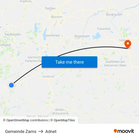 Gemeinde Zams to Adnet map
