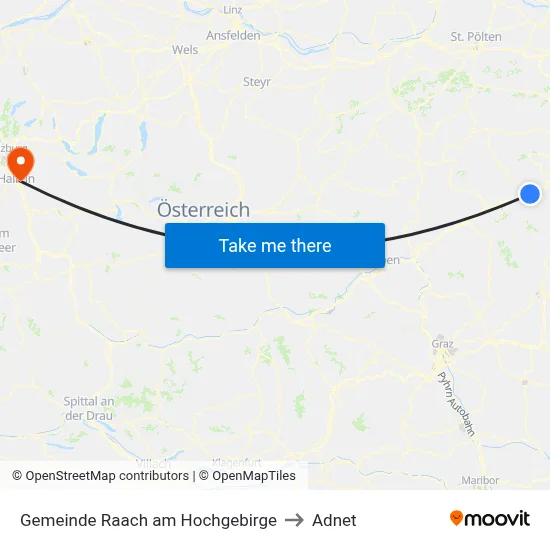 Gemeinde Raach am Hochgebirge to Adnet map