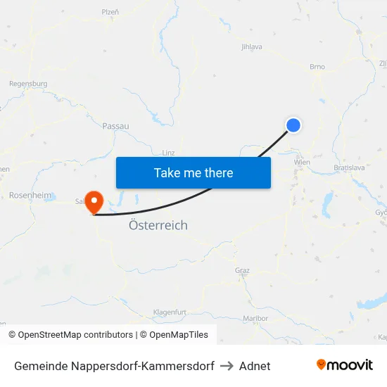Gemeinde Nappersdorf-Kammersdorf to Adnet map