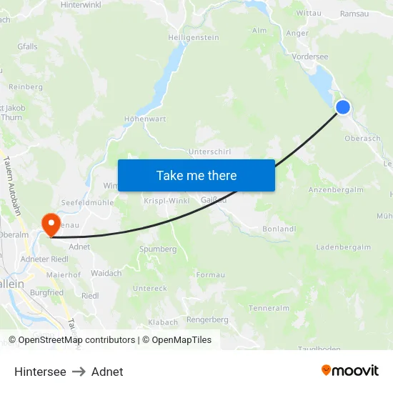 Hintersee to Adnet map