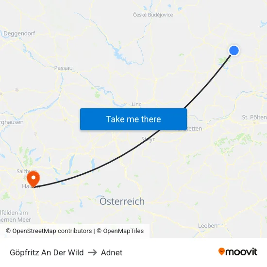 Göpfritz An Der Wild to Adnet map