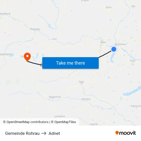 Gemeinde Rohrau to Adnet map