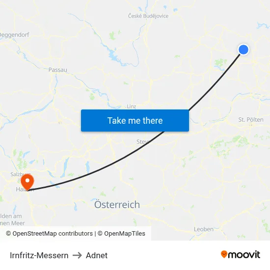 Irnfritz-Messern to Adnet map