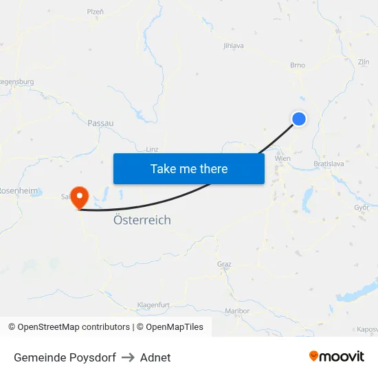 Gemeinde Poysdorf to Adnet map