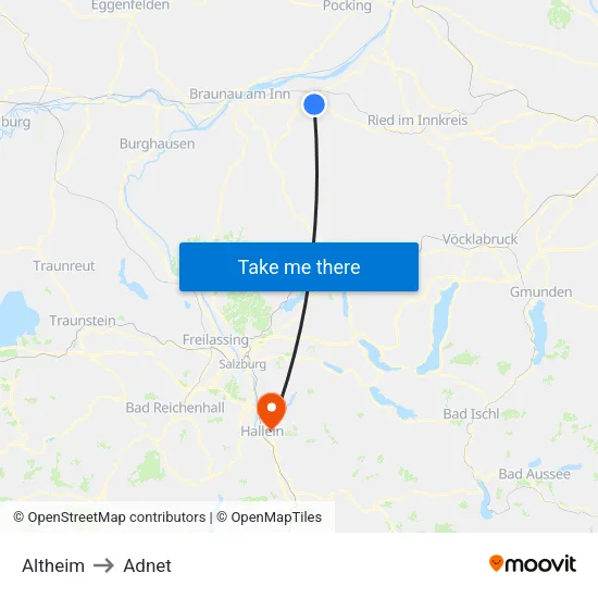 Altheim to Adnet map