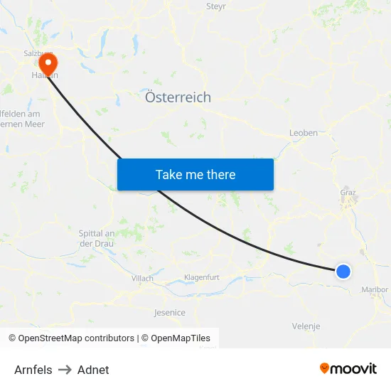 Arnfels to Adnet map