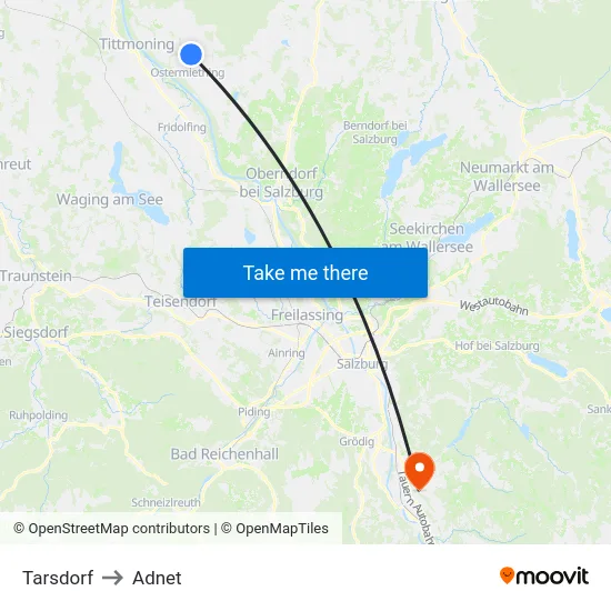 Tarsdorf to Adnet map