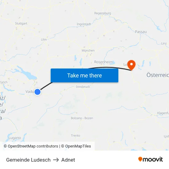 Gemeinde Ludesch to Adnet map