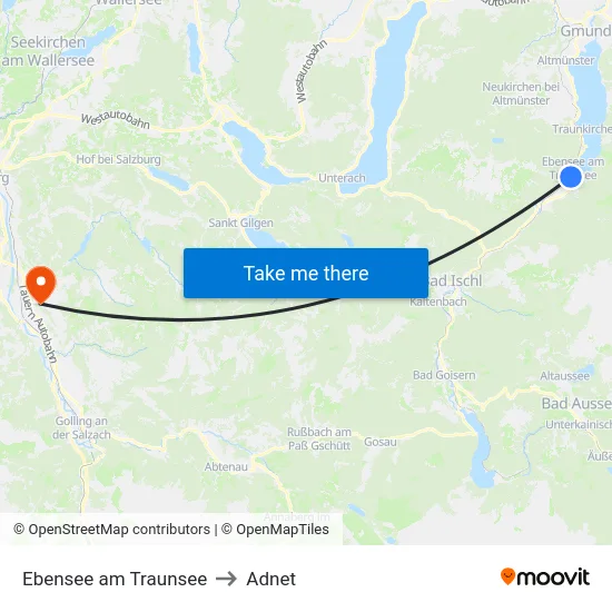Ebensee am Traunsee to Adnet map
