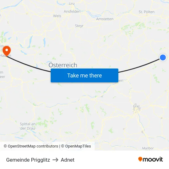 Gemeinde Prigglitz to Adnet map