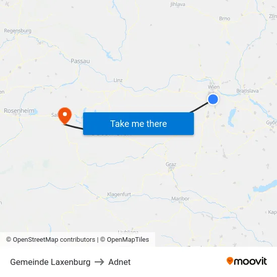 Gemeinde Laxenburg to Adnet map