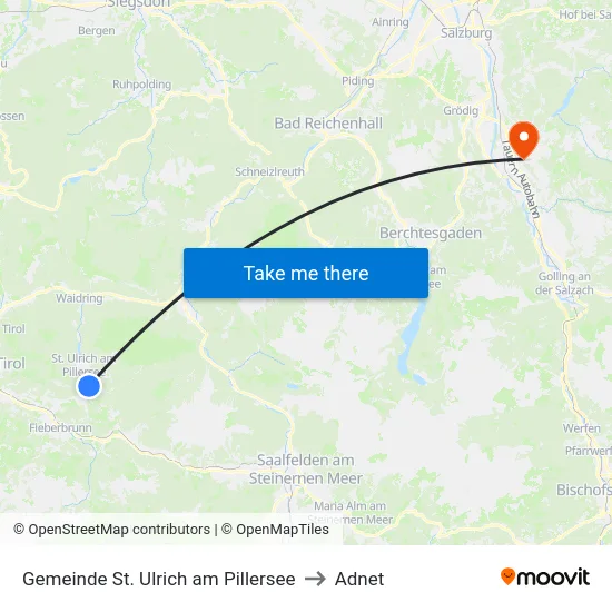 Gemeinde St. Ulrich am Pillersee to Adnet map