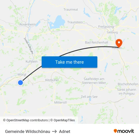 Gemeinde Wildschönau to Adnet map