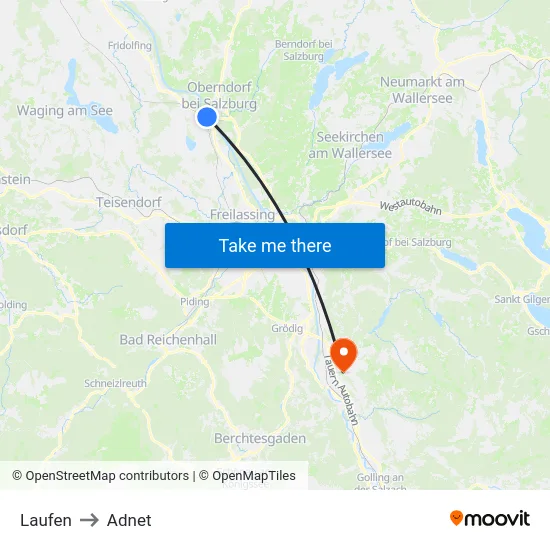 Laufen to Adnet map