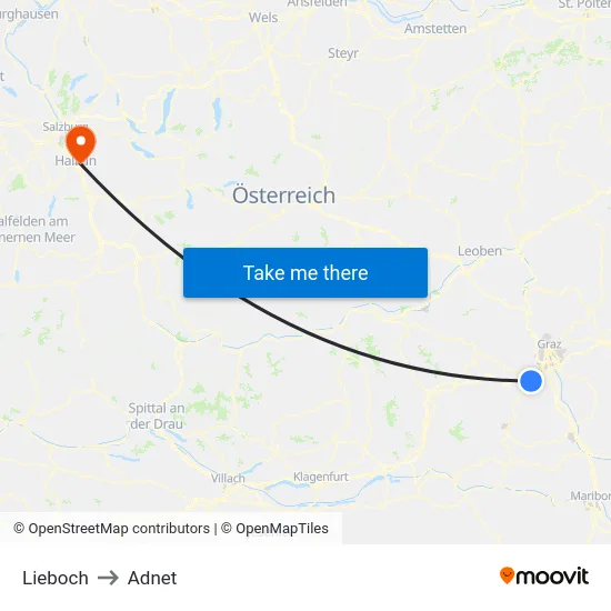 Lieboch to Adnet map